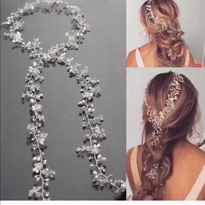 Bridal hair comb Vine Leaf 35cm Long crystal flora